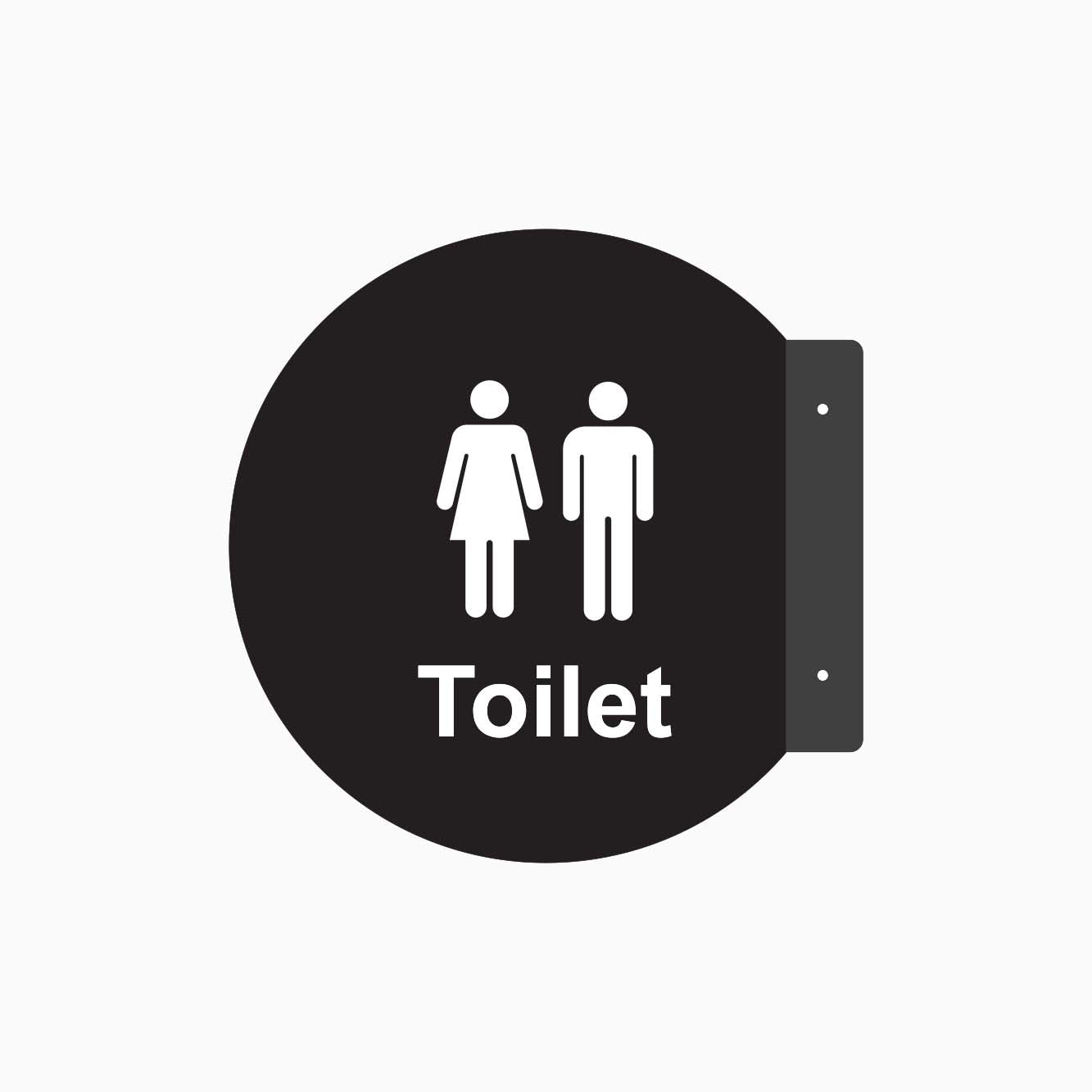 Double Sided Circle Blade Toilet Sign - GET SIGNS - BLACK