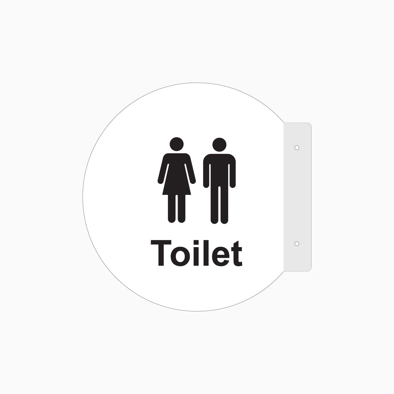 Double Sided Circle Blade Toilet Sign - GET SIGNS - WHITE