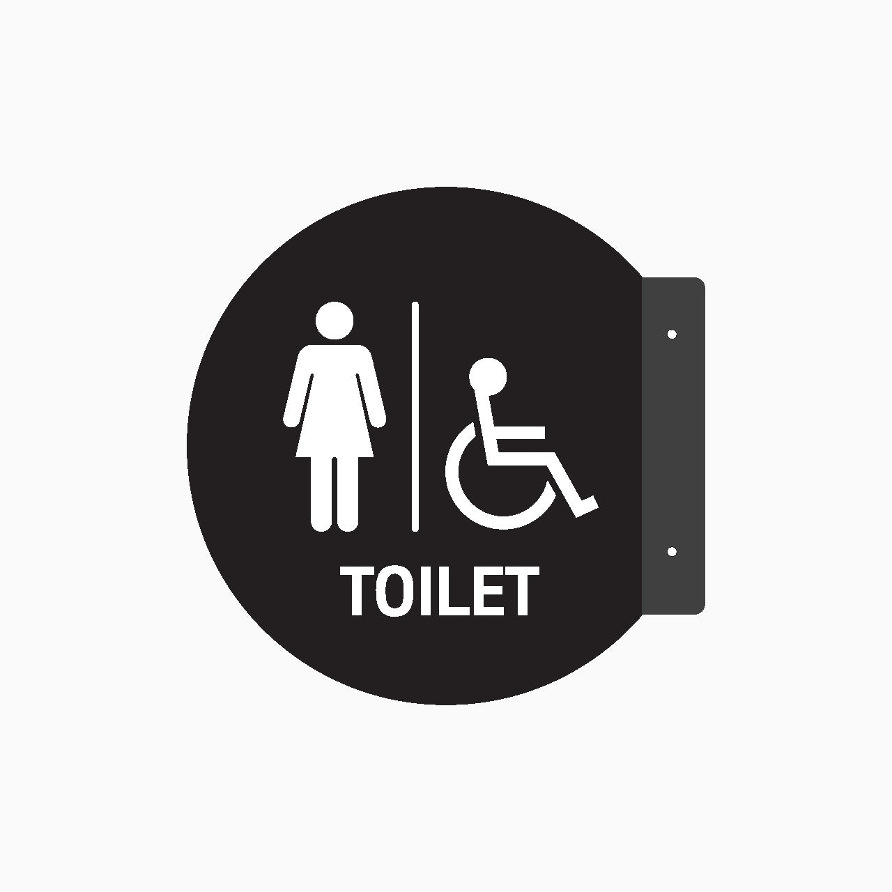 Double Sided Circle Blade, Female and & Disabled Toilet Sign 