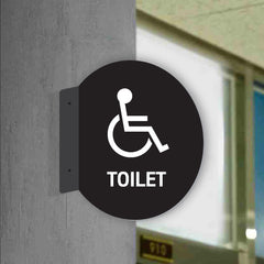 Double Sided Circle Blade Disabled Toilet Sign