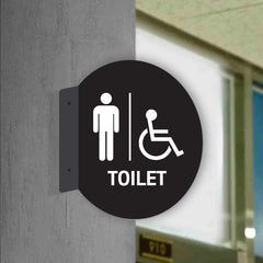 Double Sided Circle Blade, Male and & Disabled Toilet Sign (Copy)