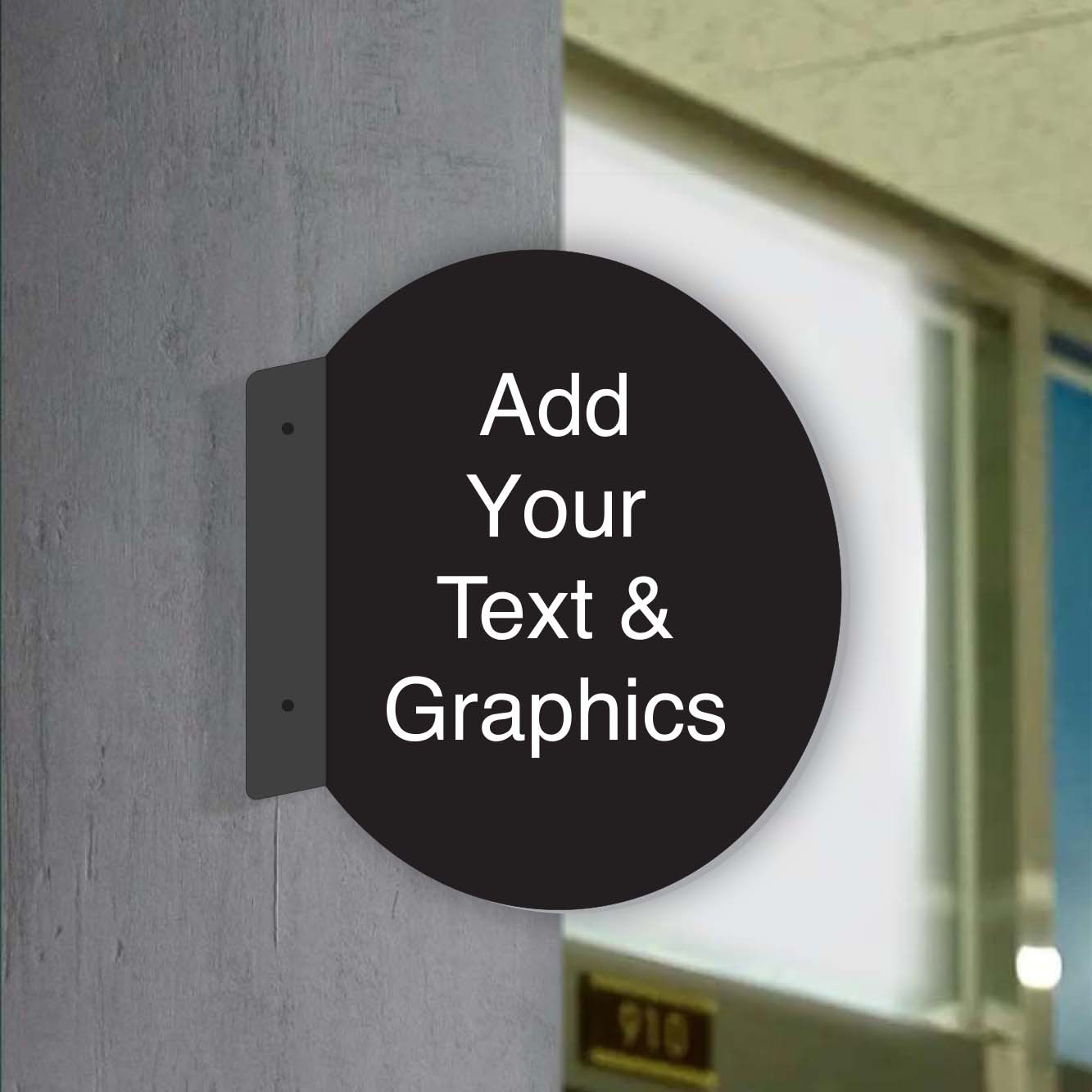 Custom Double-Sided Circle Blade Sign (Your Text and Graphics) - GET SIGNS