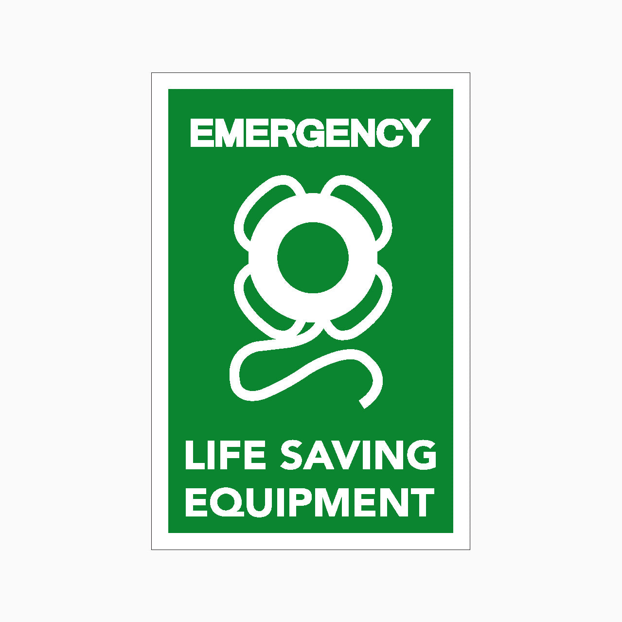 Emergency Life-Saving Equipment Sign is used to identify the location of life-saving equipment.