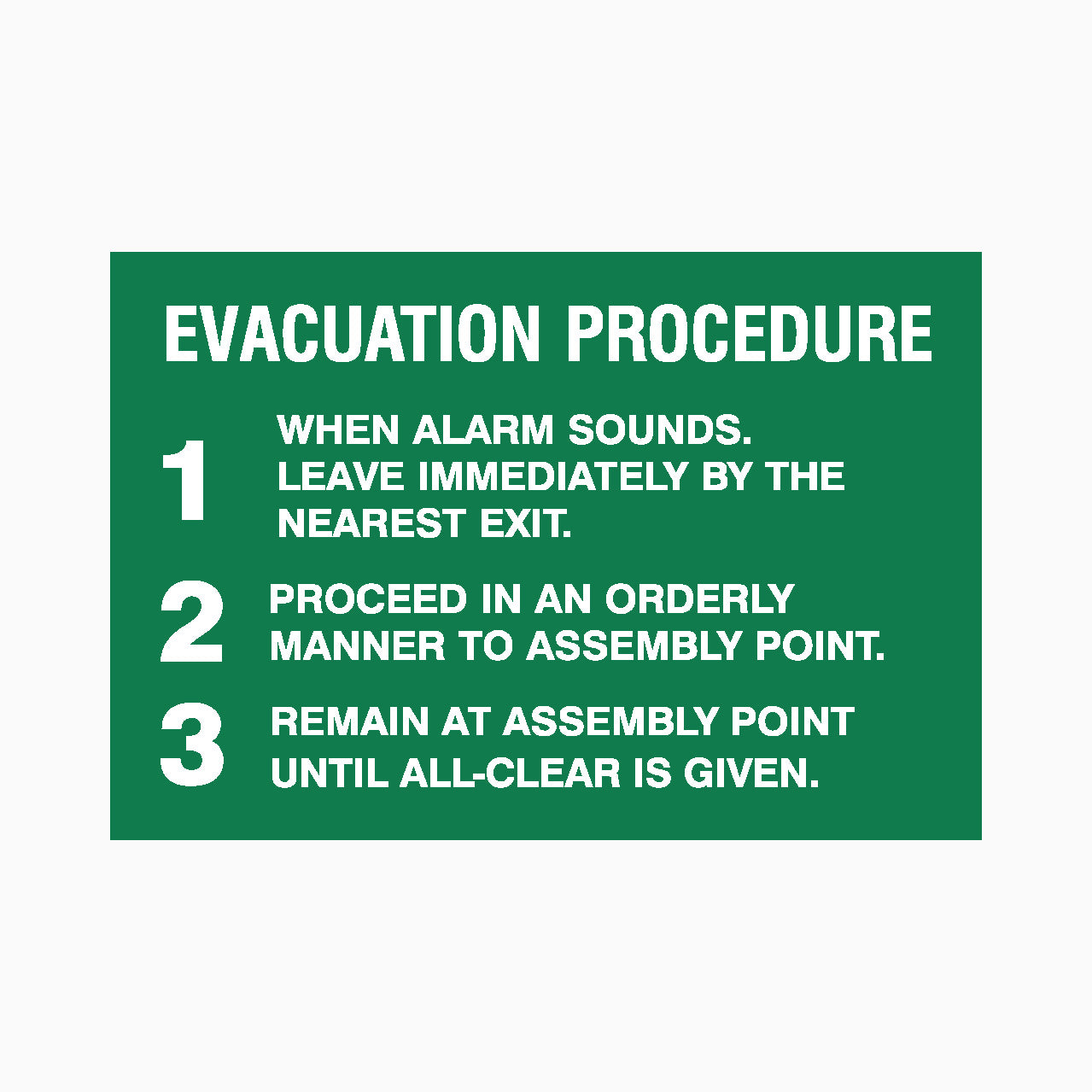 EVACUATION PROCEDURE SIGN - EMERGENCY INFORMATION SIGNS AT GET SIGNS