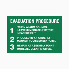 EVACUATION PROCEDURE SIGN