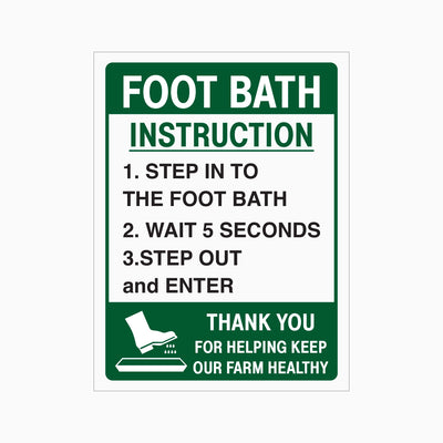 FOOT BATH INSTRUCTION SIGN