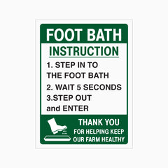 FOOT BATH INSTRUCTION SIGN