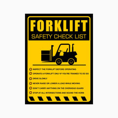 FORKLIFT SAFETY CHECKLIST SIGN