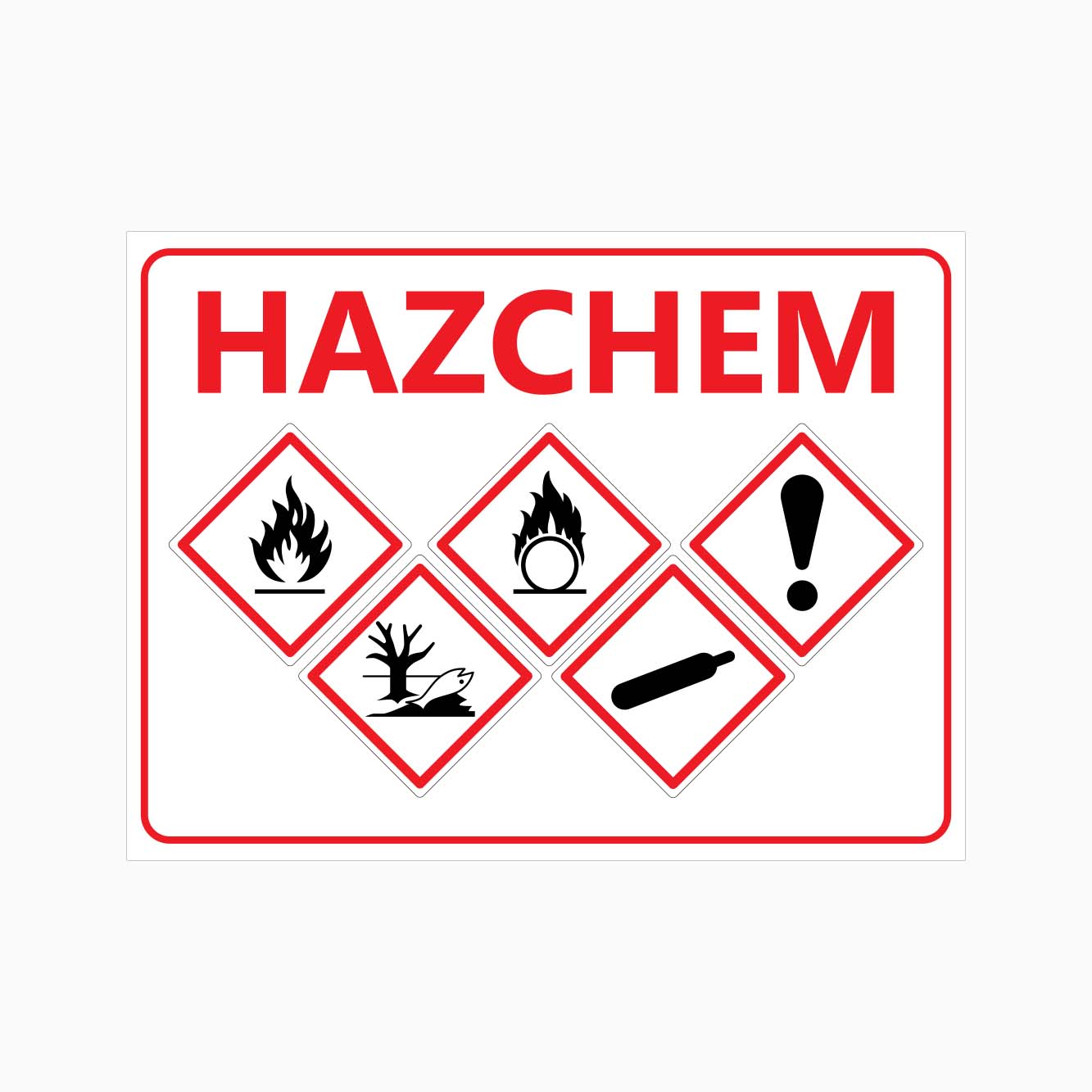 HAZCHEM GHS02-GHS03-GHS07-GHS09 -GHS04 SIGN - GET SIGNS