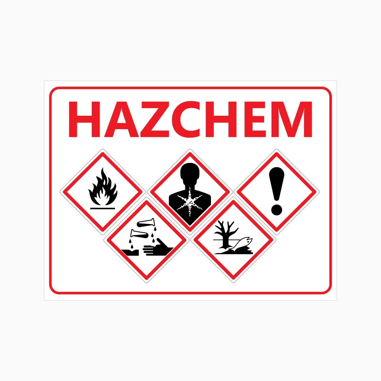 HAZCHEM GHS02-GHS08-GHS07-GHS05-GHS09 SIGN - GET SIGNS