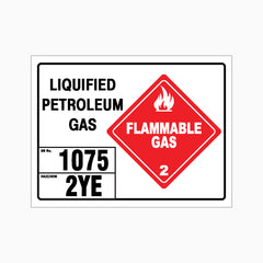 LIQUIFIED PETROLEUM GAS 1075 2YE SIGN