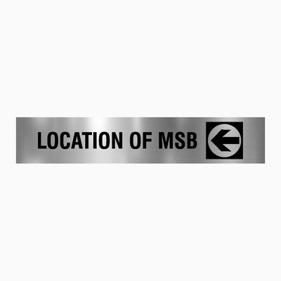LOCATION OF MSB - LEFT ARROW SIGN