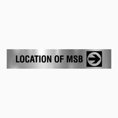 LOCATION OF MSB - RIGHT ARROW SIGN