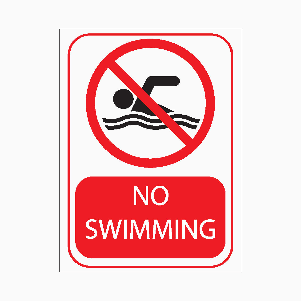 NO SWIMMING SIGN - prohibition sign
