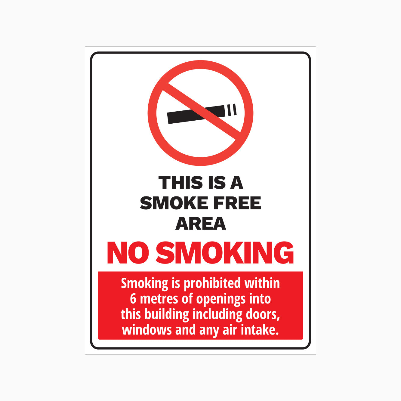 THIS IS SMOKE FREE AREA - NO SMOKING SIGN