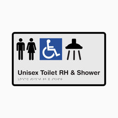 Unisex Accessible Toilet & Shower RH Braille & Tactile Sign