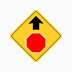 WARNING STOP SIGN AHEAD SIGN