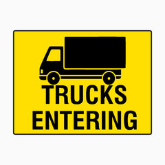 SLOW CONSTRUCTION AREA AHEAD TRUCKS ENTERING SIGN – Get signs