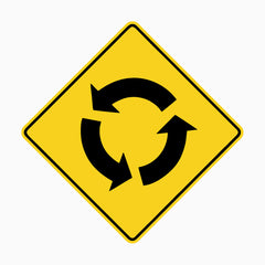 ROUNDABOUT AHEAD SIGN