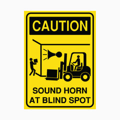 SOUND HORN AT BLIND SPOT SIGN