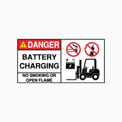 FORKLIFT BATTERY CHARGING - NO SMOKING OR OPEN FLAME SIGN