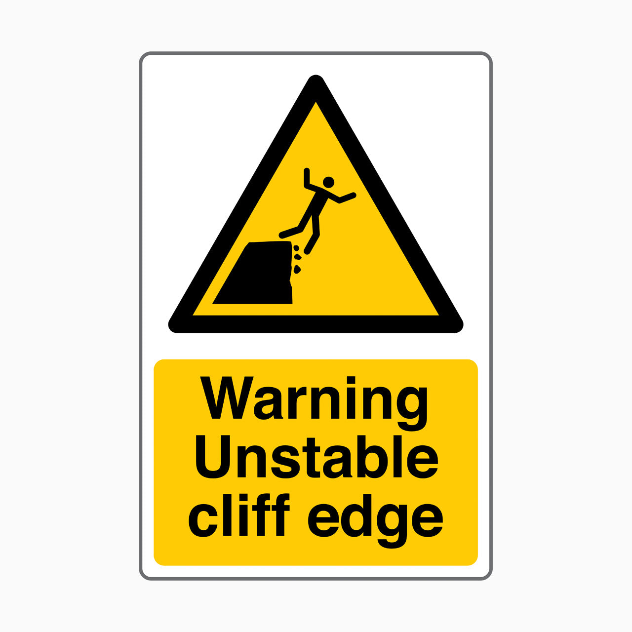 Warning Unstable Cliff Edge Sign