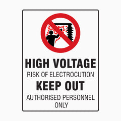 HIGH VOLTAGE - RISK OF ELECTROCUTION - KEEP OUT SIGN