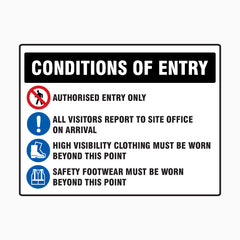 CONSTRUCTION SITE ENTRY RULES SIGN