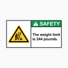 THE WEIGHT LIMIT IS 244 POUNDS SIGN