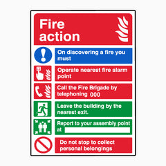 FIRE ACTION SIGN